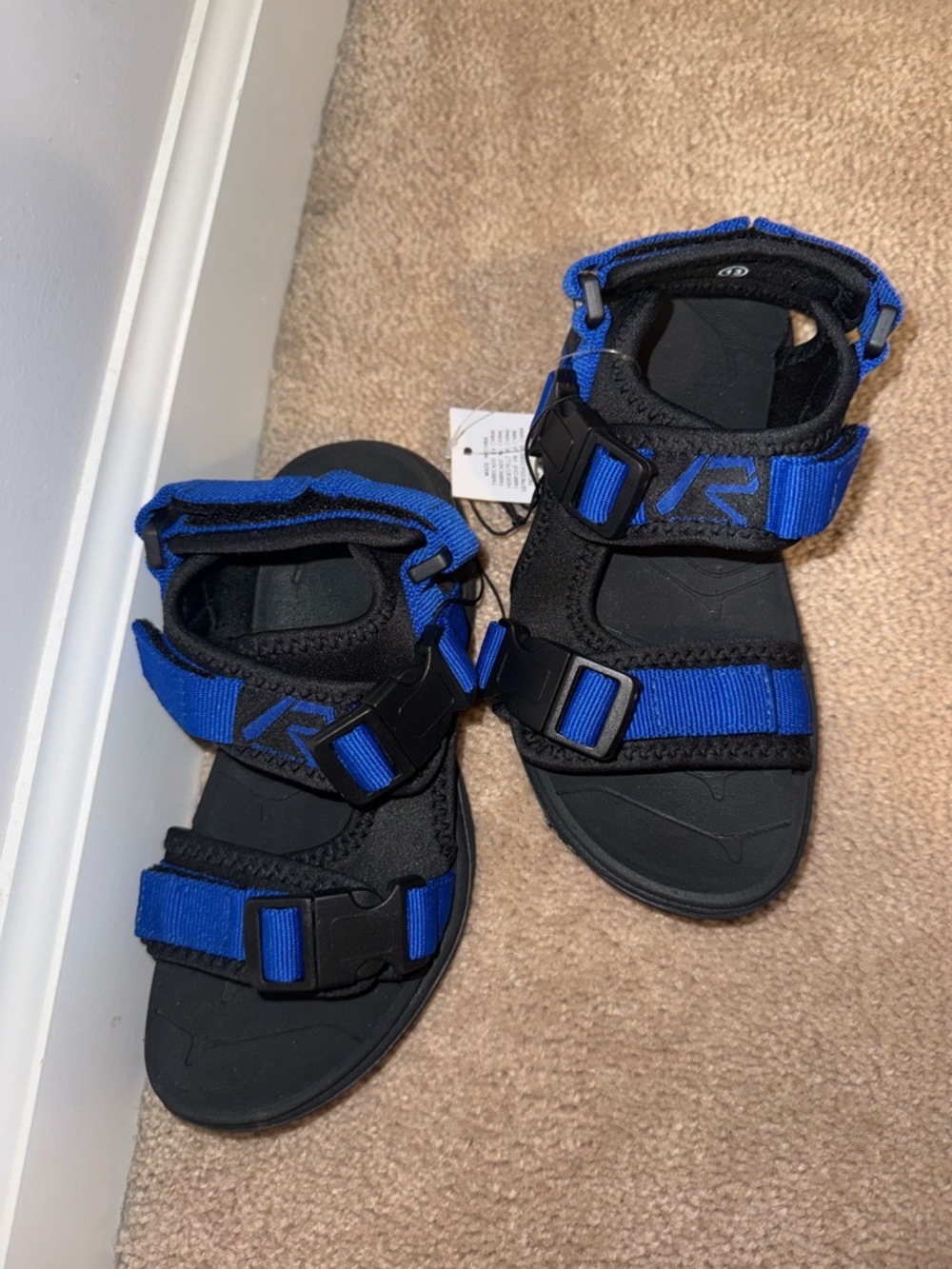 Kids Black and Blue Active Strap Sandals